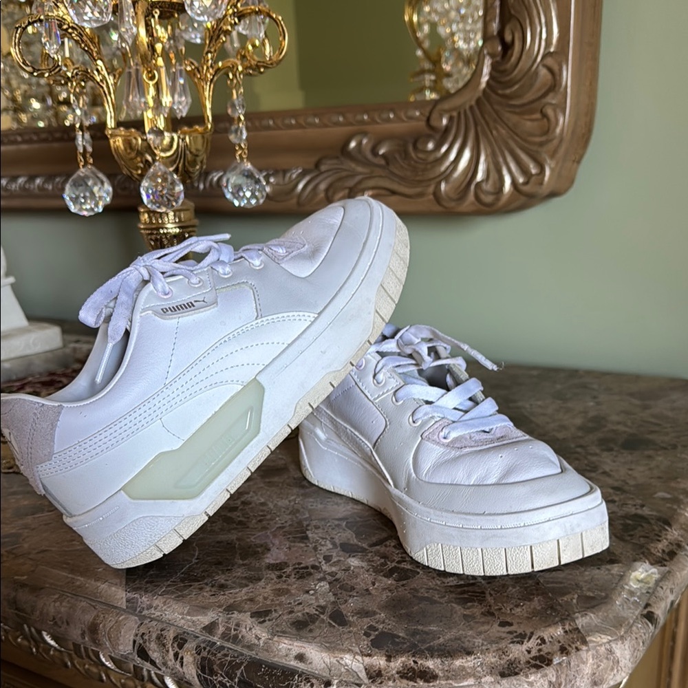 Puma White Sneakers Textured Leather Modern Design